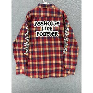 Assholes*s Live Forever Flannel Mens 3XL Shirt Plaid Check Crossbones NWOT ALF